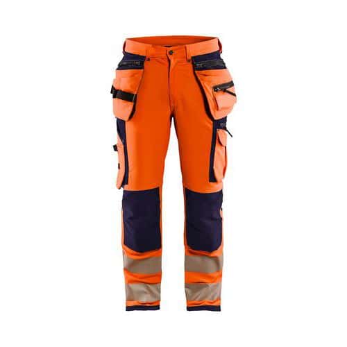 Pantalon haute-visibilité à stretch 4D orange fluo marine - Blåkläder