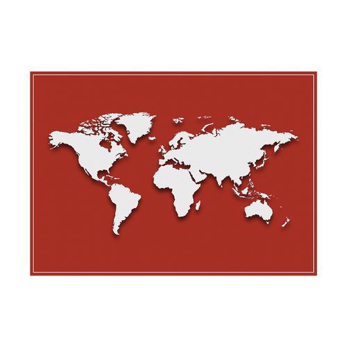 Placemat Wereldkaart rood