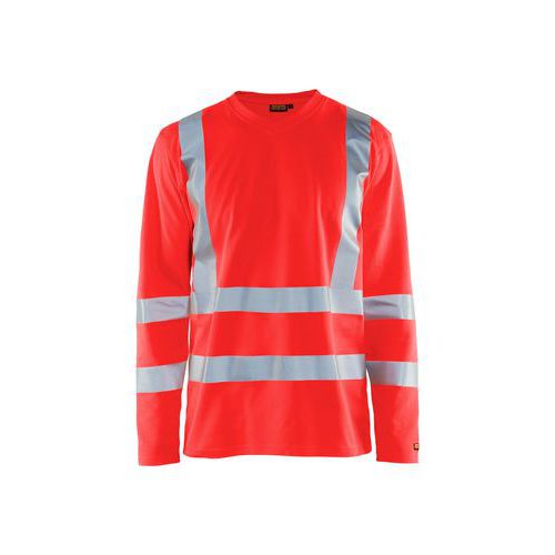 T-shirt High Vis lange mouw UPF 50+ UV Fluor Rood - Blåkläder
