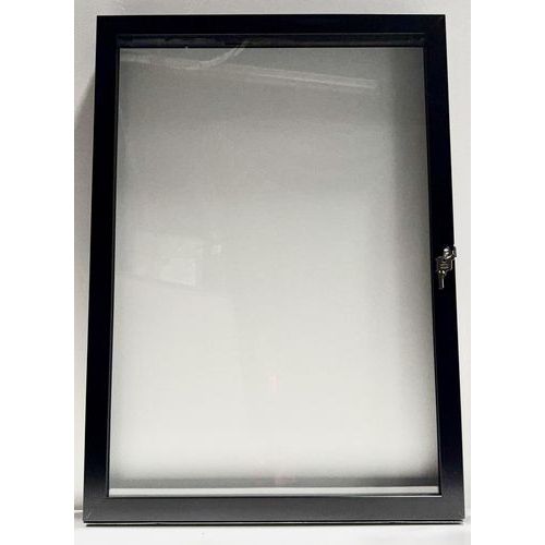 Buitenvitrine met draaideur - aluminium achterwand - zwart frame - AME
