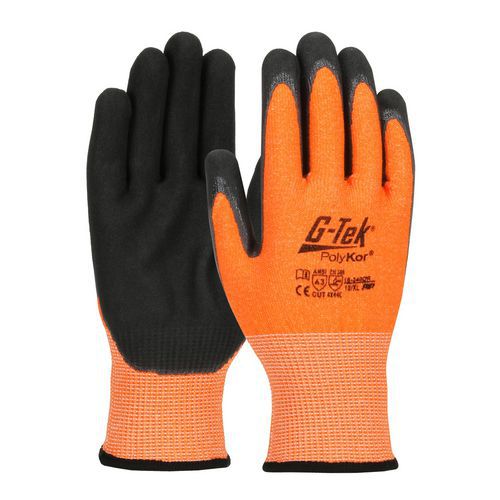 Snijbestendige handschoenen G-TEK® POLYKOR® met hoge zichtbaarheid, nitrilcoating - PIP