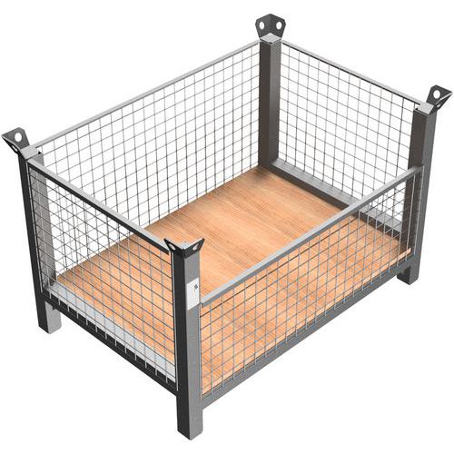 Palletcontainer mer roosterwanden - gegalvaniseerd - Schake