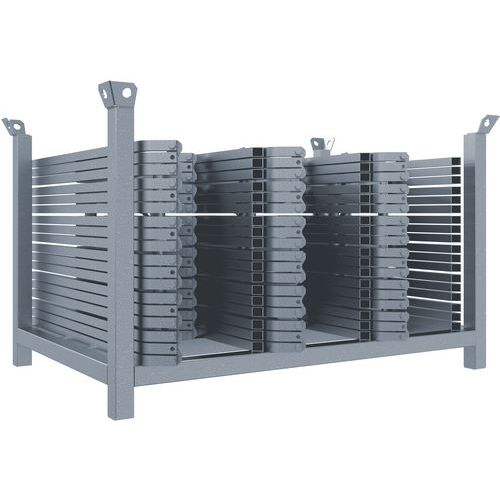 Stapelpallet met stapelhoeken voor max 36 statiefpoten - Schake