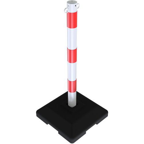 Kettingpaal thermisch verzinkt vierkant voet - Wit/rood - Schake