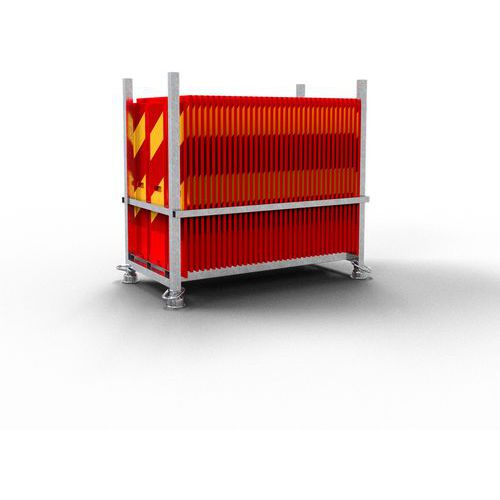 Opslagpallet met 108 platte geleidebaken - Schake