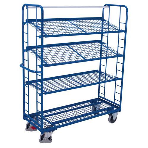 Ergonomische, hoge wagen met 4 gaasplateaus - Draagvermogen 250 en 400 kg