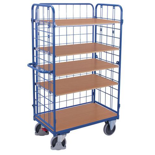 Hoge gaaswagen met 5 houten plateaus - Draagvermogen 500 kg - Variofit