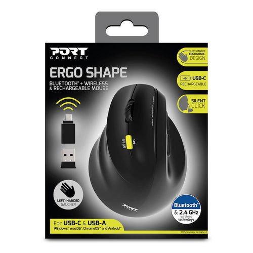 Muis ergonomisch oplaadbaar Bluetooth voor linkshandig - Port Connect