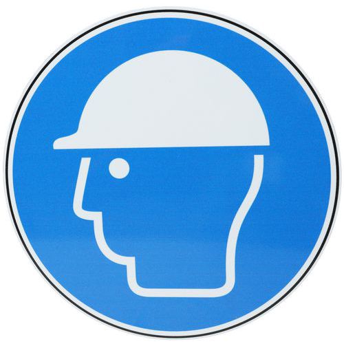 Panneau rond - Casque de protection obligatoire - Aluminium