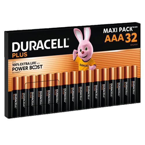 Alkalinebatterij AAA Plus Maxi Pack - set van 32 - Duracell