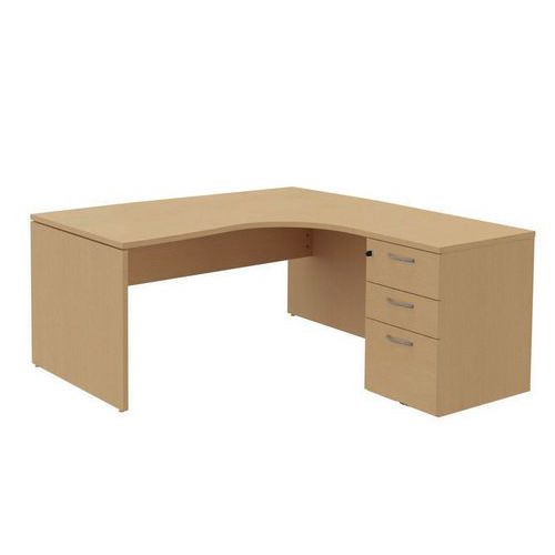 Bureau compact caisson - Piétement panneau - Hêtre - Manutan Expert
