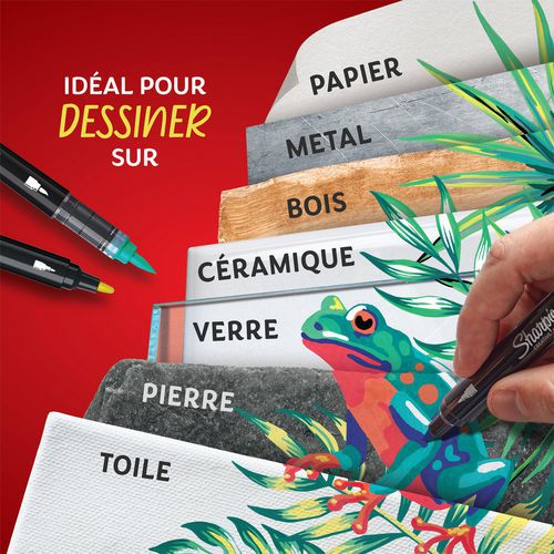 Set van 6 markeerstiften acrylverf Sharpie met kwastpunt - Sharpie