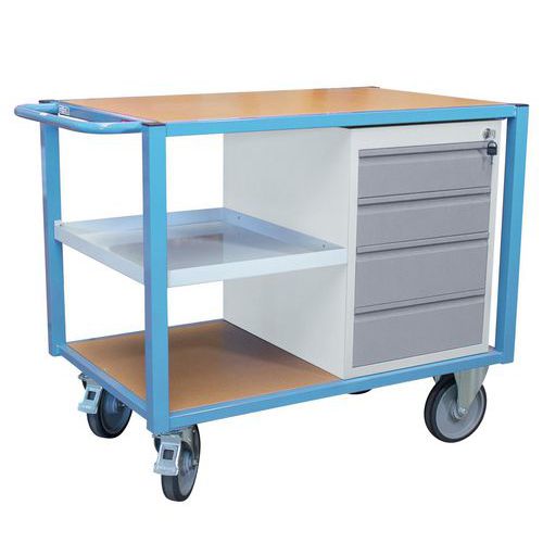 Servante 3 plateaux et 1 bloc-tiroirs - Charge 500 kg - FIMM