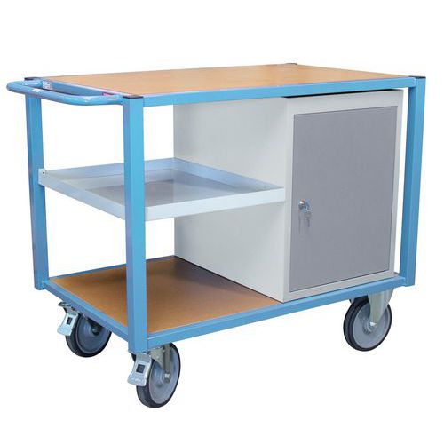 Wagen met 3 plateaus en 1 kast - Draagvermogen 500 kg - FIMM