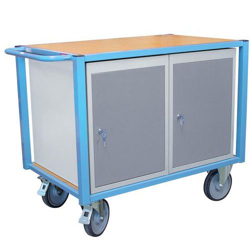 Wagen met 1 plateau en 2 kasten - Draagvermogen 500 kg - FIMM