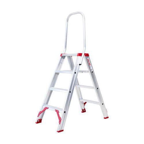 Dubbele trapladder Solide Eco Professional met vaste reling - 2-5 treden