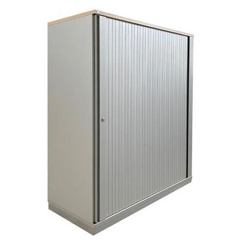 Armoire basse reconditionnée à rideaux grise - Sedus