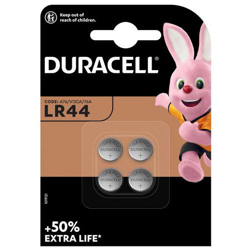 Pile bouton Alcaline LR44 - Pack de 4 - Duracell
