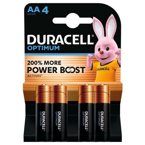 Alkalinebatterij Optimum AA - 4 eenheden - Duracell