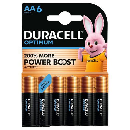 Pile Alcaline Optimum AA - 6 unités - Duracell