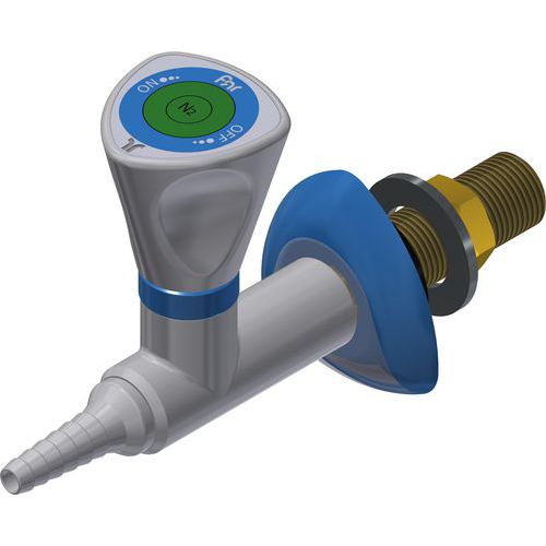 Gaskraan met flens voor stikstof 1-kant wandmontage - ASEM