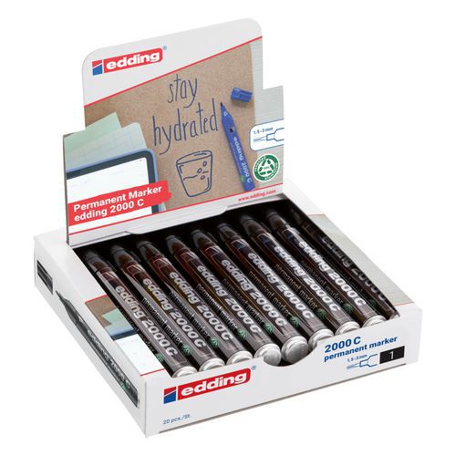 Permanente markeerstift zwart Edding 2000C - Eco Pack