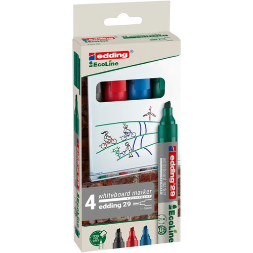 Whiteboardmarker Ecoline 29 beitelpunt 1-5 mm - kleuren - Edding