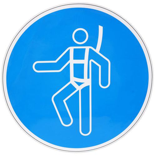 Gebodsbord - Veiligheidsharnas verplicht - Zelfklevend