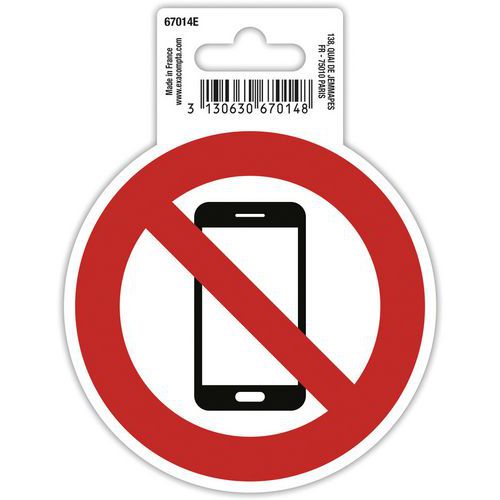 Paneel zelfklevend Mobiel telefoneren verboden 10 cm rood - Exacompta