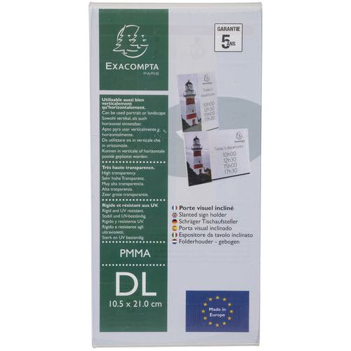 Folderhouder rechtstaand verticaal, Materiaal: Acryl, Kleur: Transparant, Totale hoogte: 212 mm