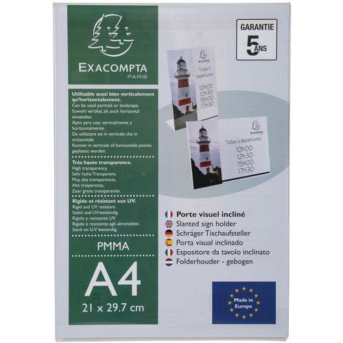 Folderhouder rechtstaand verticaal, Materiaal: Acryl, Kleur: Transparant, Totale hoogte: 305 mm