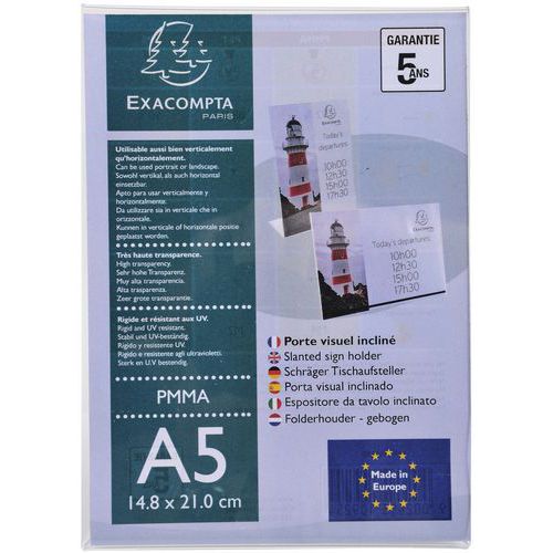 Folderhouder rechtstaand verticaal, Materiaal: Acryl, Kleur: Transparant, Totale hoogte: 214 mm