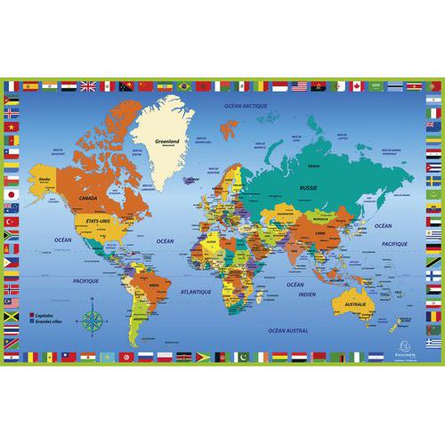 Bureauonderlegger kaart van wereld  - Exacompta