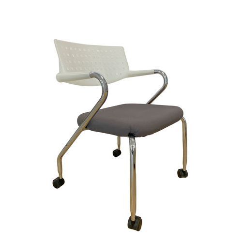 Gereviseerde bureaustoel - grijs en wit - stof en metaal