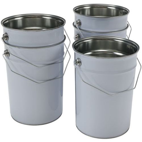 Metalen emmer wit met plat deksel - 2,5 tot 5 l
