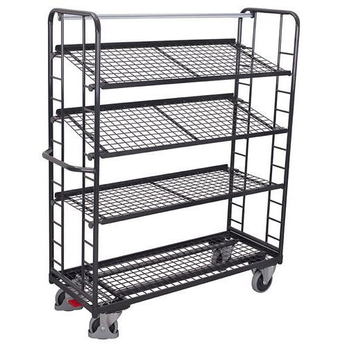 Chariot haut ergonomique 4 plateaux grillagés - Capacités 250 et 400 kg