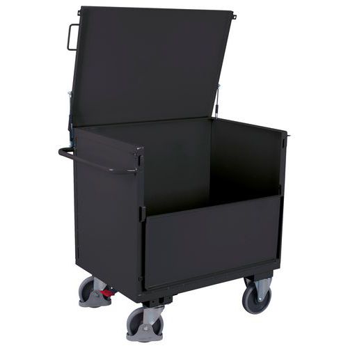 Chariot caisse acier ergonomique - 1 paroi 1/2 rabattable -Capacité 500 kg