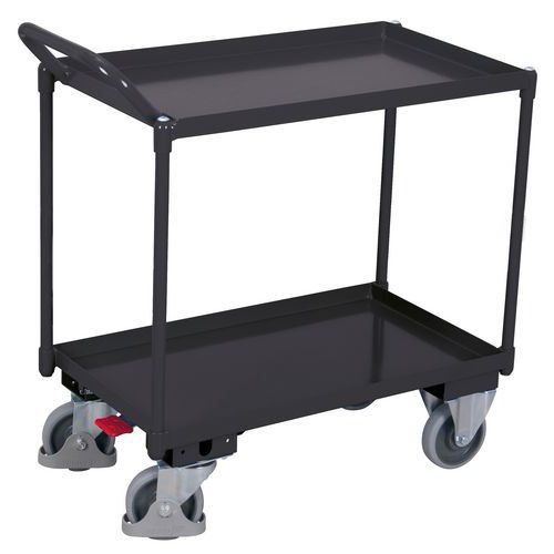 Tafelwagen staal met 2 laadvlakken, opstaande duwbeugel - Variofit