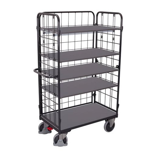 Hoge gaaswagen met 5 houten plateaus - Draagvermogen 500 kg - Variofit