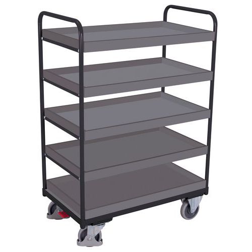 Etagewagen met 5 hoge plateaus met randen - SW-serie
