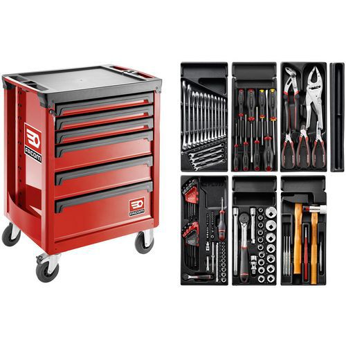 Gereedschapswagen Roll, 6 laden met gereedschapsinzet V5 - Facom