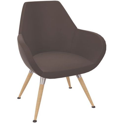 Receptiestoel Bip stof bekleding met 4 houten poten - Eol