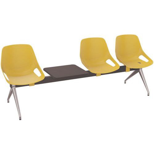 Wachtbank 3-zits met tussentafel zwart Rosalie - Eol