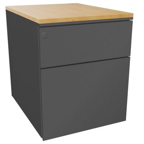 Ladeblok verrijdbaar met 2 laden waarvan 1 met hangmappenlade - Eol