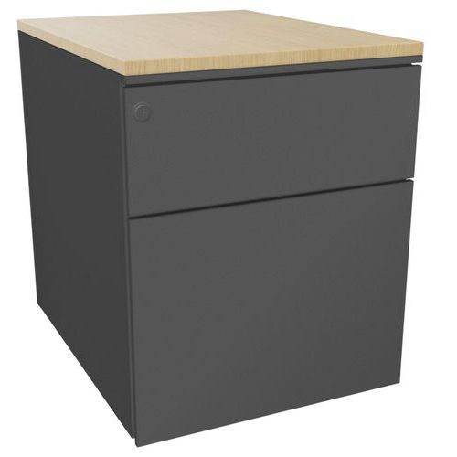 Ladeblok verrijdbaar met 2 laden waarvan 1 met hangmappenlade - Eol