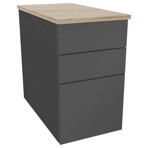 Ladeblok op bureauhoogte metaal verrijdbaar met 3 laden D 80 cm - Eol