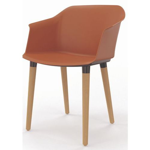 Multifunctioneel stoel Scott recycled polypropyleen houten poten - Eol