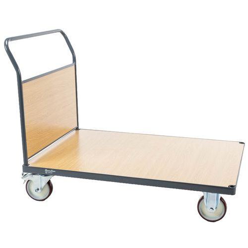 Plateauwagen vast houten duwbeugel - 400 tot 500 kg - Manutan Expert
