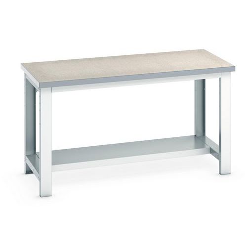 Werkbank Cubio met vast legbord - Breedte 150 cm - Linoleum