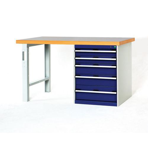 Werkbank Cubio Combi met 5 laden - Breedte 150 cm - Polyrey